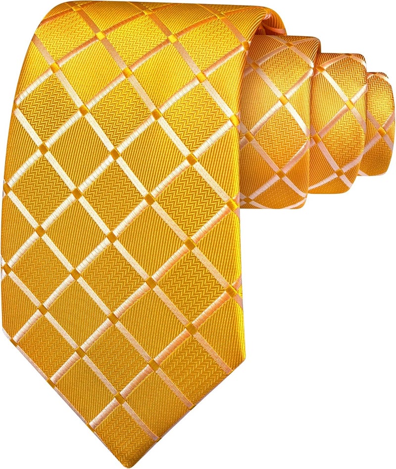 GUSLESON 3.15"(8cm) Fashion Solid Plaid Ties Mens Woven Jacquard Necktie for Wedding - Image 1